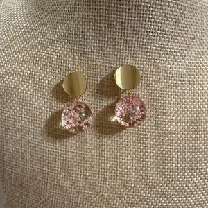 Elegant Pink and Gold Floral Earrings